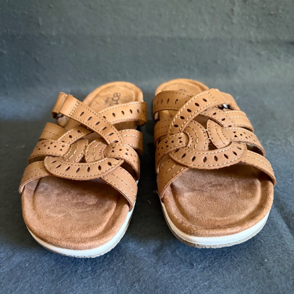 Earth Origins Cushion Sandal Womens 8 Brown Tan Hippie Boho Cottage Core Leather